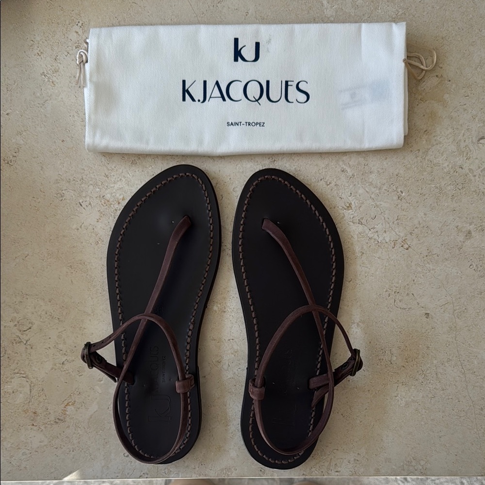 K.Jacques Dark Brown Leather Sandals